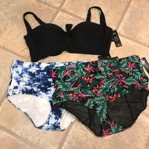 NWT Torrid 4x tie front top and TWO 4x swim bottom